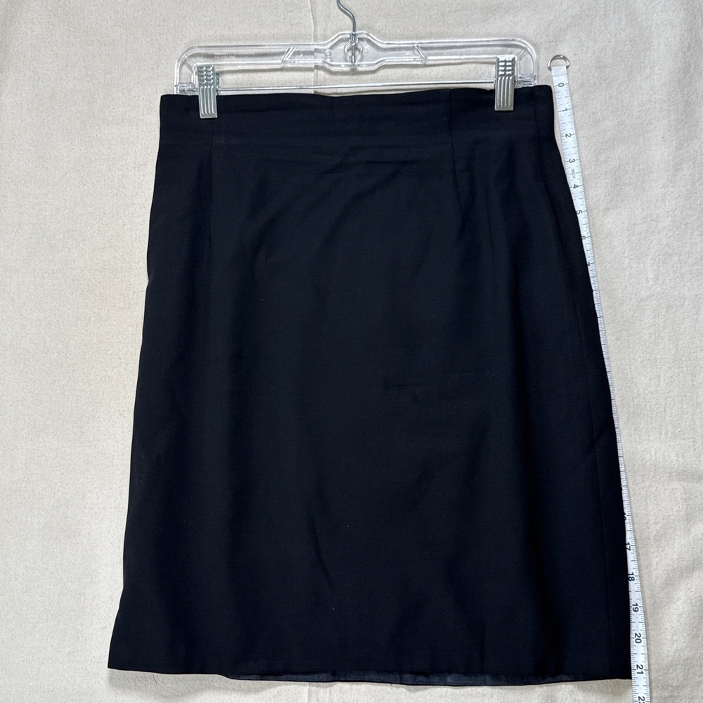 Escada Pure New Wool Black Pencil Skirt Sz 42